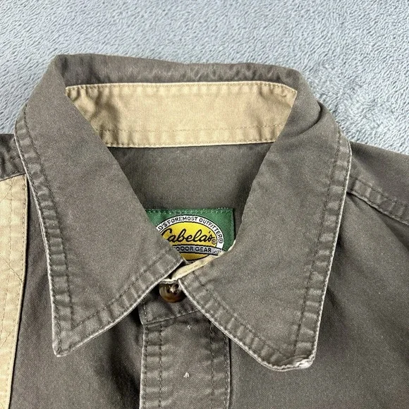 Cabelas Canvas Shooting Shirt Youth XL Hunting Shoulder Pad Green Field Safari - Picture 4 of 13